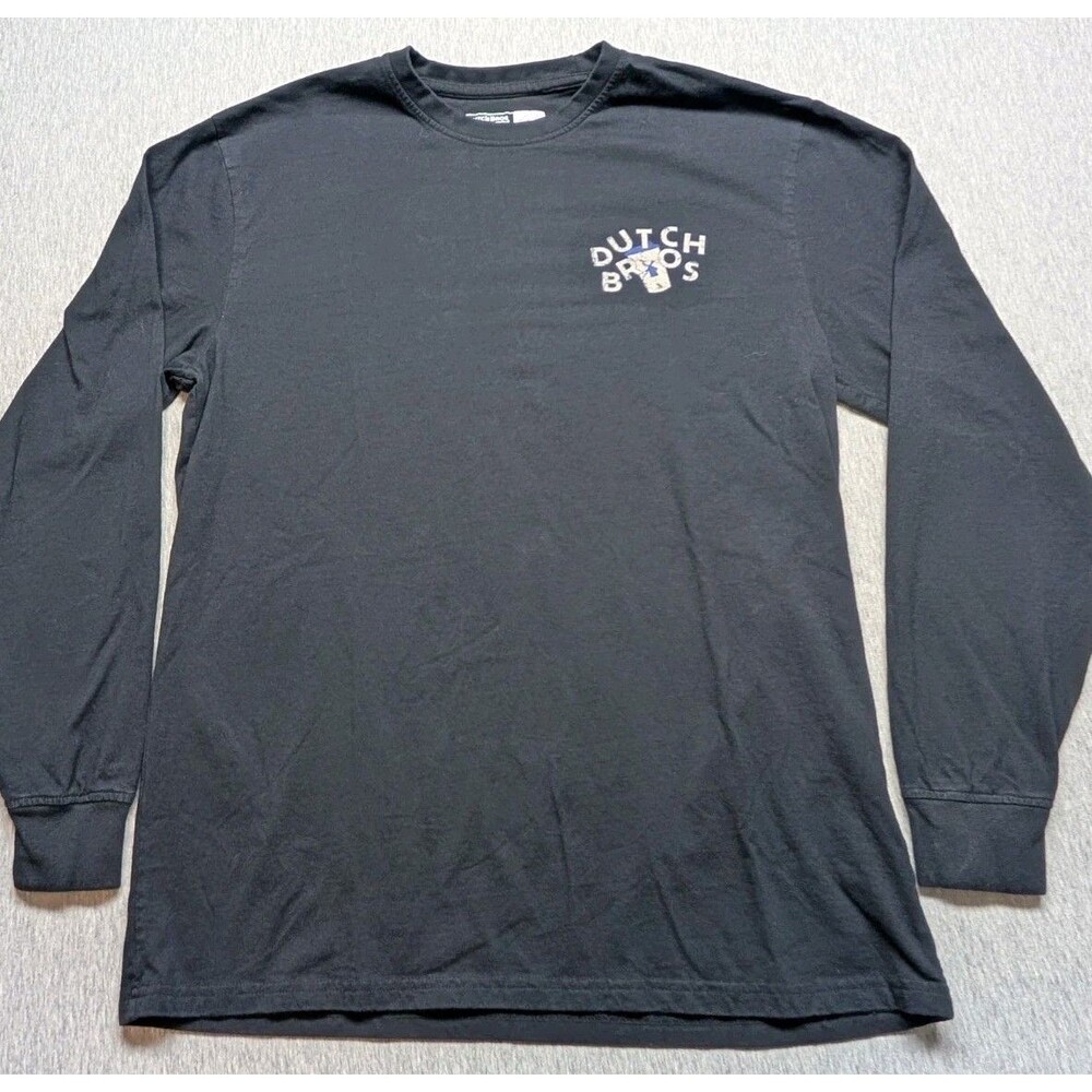 Dutch Bros Top Womens Large Black Pullover Long Sleeve Coffee